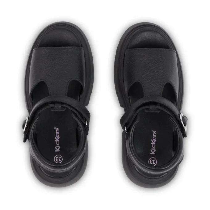 Kenzi-Sandalen für Mädchen aus schwarzem Leder Kenzi-Sandalen für Mädchen aus schwarzem Leder