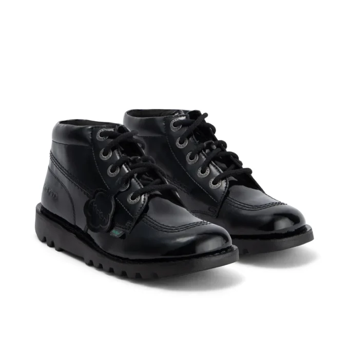 Kick Hi für Erwachsene, Damen, Leder, Lackleder-Optik, Schwarz