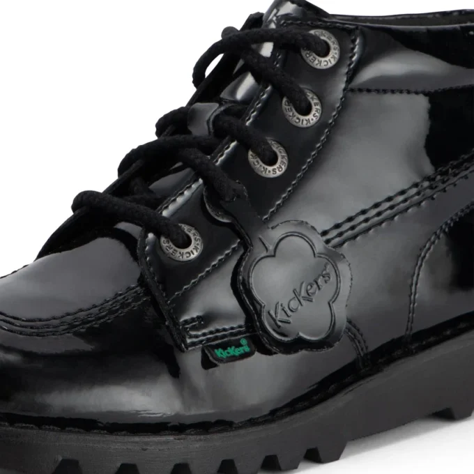 Kick Hi für Erwachsene, Damen, Leder, Lackleder-Optik, Schwarz