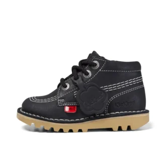 Kick Hi Hi Zip Leder für Kleinkinder, Unisex, Schwarz/Weiß