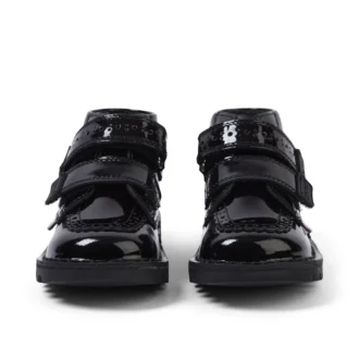 Kick Hi Vel Brogue Lackleder für Mädchen im Kleinkindalter, schwarz
