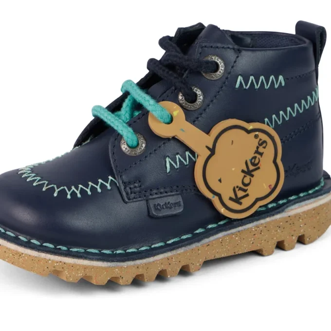 Kick Hi ZigZag Stiefel für Jungen im Kleinkindalter, Leder, Marineblau