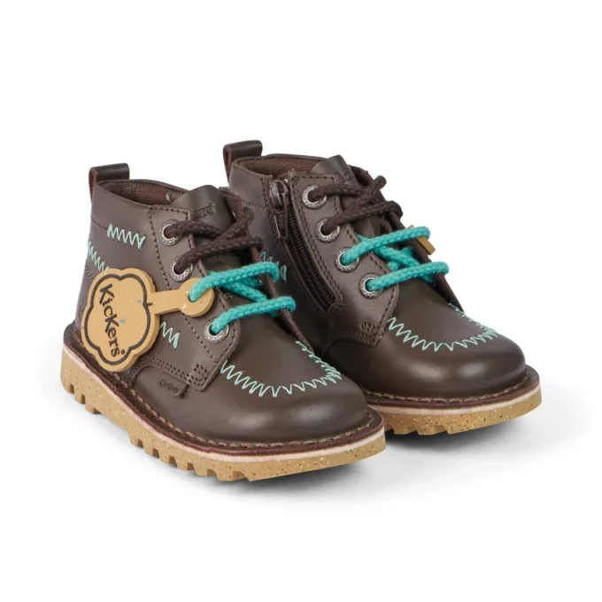 Kick Hi ZigZag Stiefel für Jungen, Leder, braun