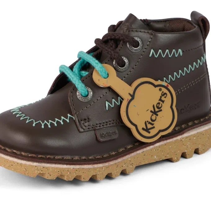 Kick Hi ZigZag Stiefel für Jungen, Leder, braun