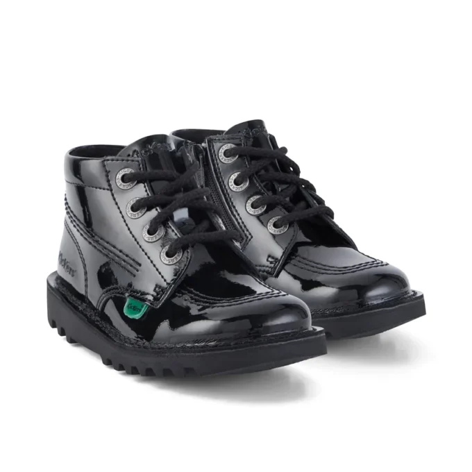 Kick Hi Zip für Kleinkinder, Unisex, Lackleder, Schwarz