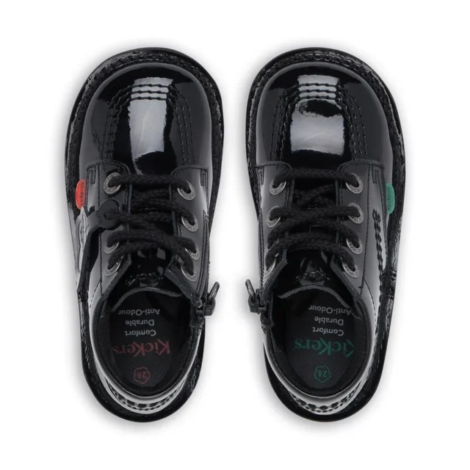 Kick Hi Zip für Kleinkinder, Unisex, Lackleder, Schwarz