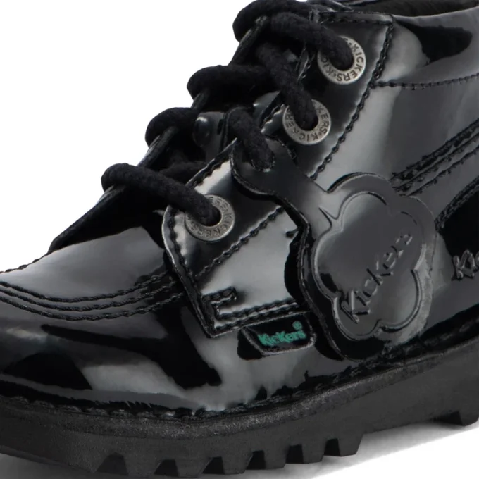 Kick Hi Zip für Mädchen im Kleinkindalter aus Lederimitat und Lackleder, schwarz