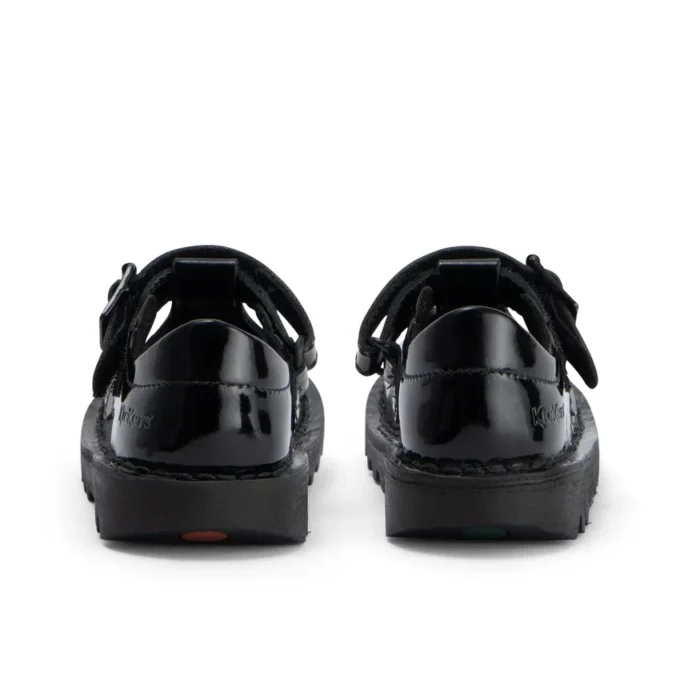 Kick T-Bar für Kleinkinder, Mädchen, Velours-Lackleder, schwarz