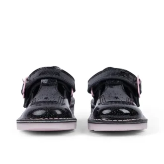 Kick T-Bar Galactic Leder Schwarz für kleine Mädchen