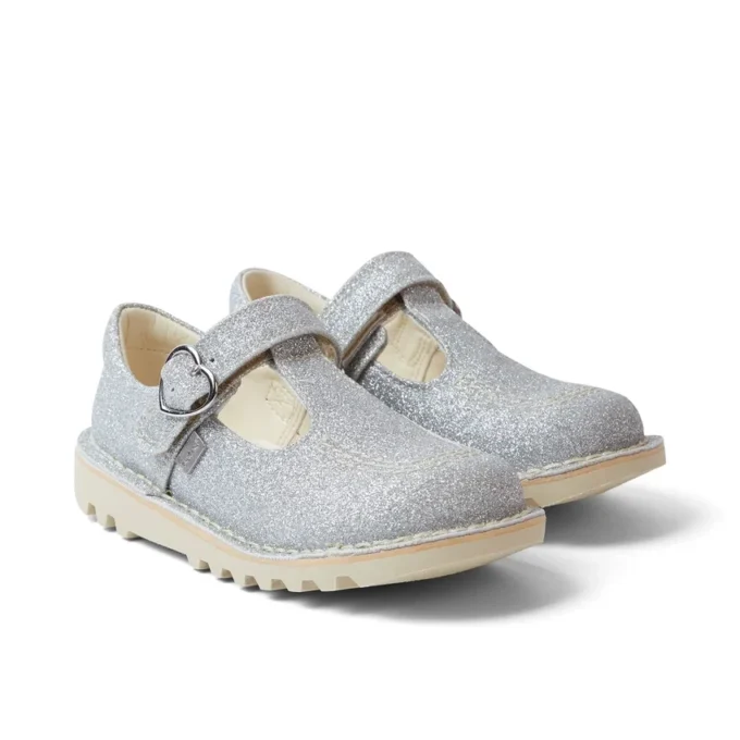 Kick T-Bar Glitter Cosmic Textile Silver für kleine Mädchen