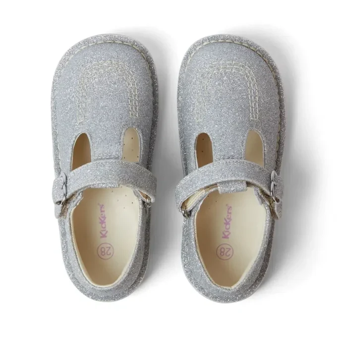 Kick T-Bar Glitter Cosmic Textile Silver für kleine Mädchen