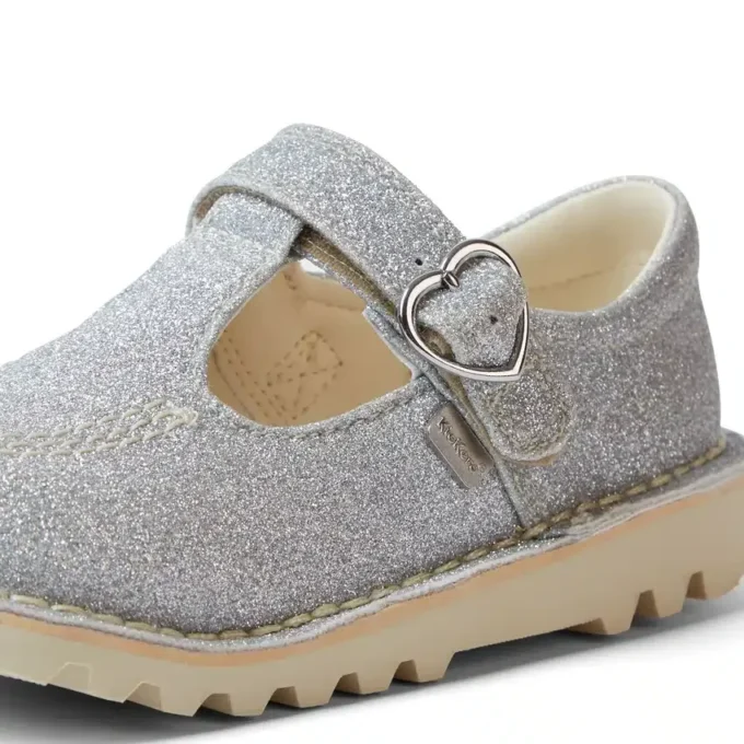 Kick T-Bar Glitter Cosmic Textile Silver für kleine Mädchen