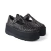 Kick T-Bar-Plateauschuhe für Damen, Leder, schwarz
