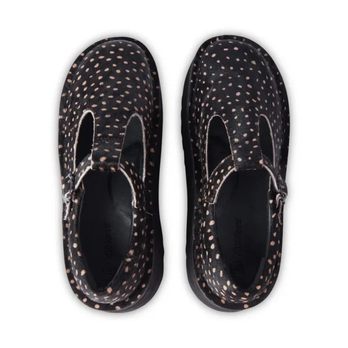 Kick T-Bar-Plateauschuhe für Damen, Leder, schwarz