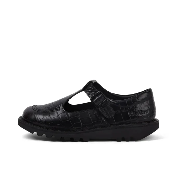 Kick Tbar Croc Leder Schwarz für Damen