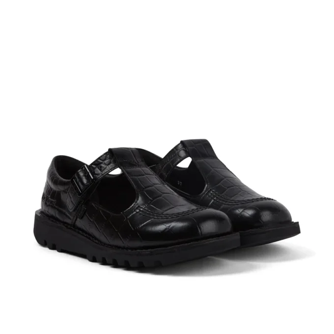 Kick Tbar Croc Leder Schwarz für Damen