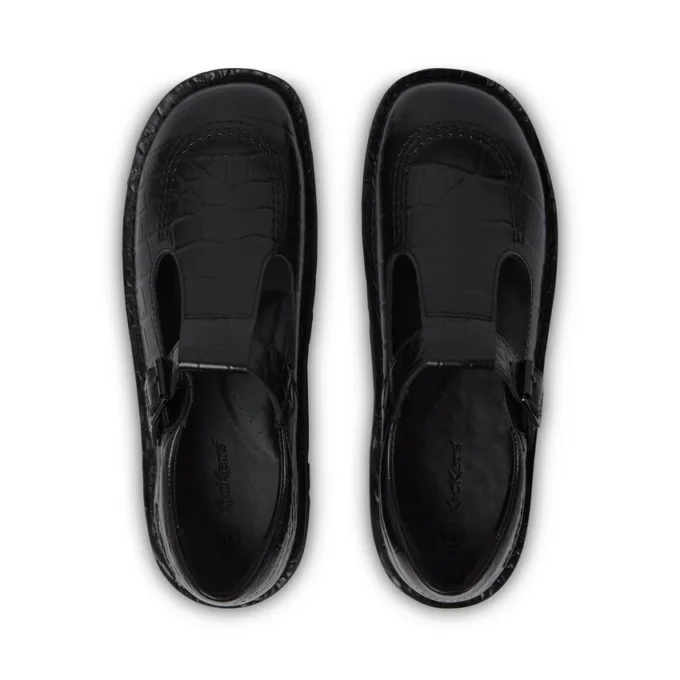Kick Tbar Croc Leder Schwarz für Damen