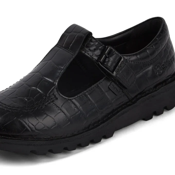 Kick Tbar Croc Leder Schwarz für Damen