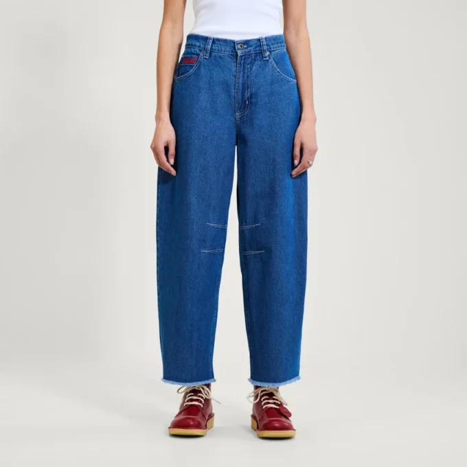 Kickers Classic Barrel Leg Jeans für Damen, Blau Kickers Classic Barrel Leg Jeans für Damen, Blau