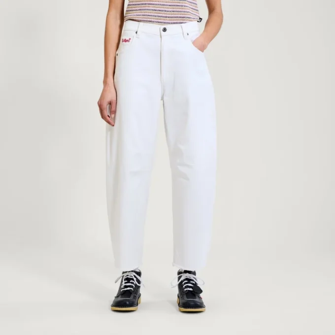 Kickers Classic Barrel Leg Jeans für Damen, Weiß Kickers Classic Barrel Leg Jeans für Damen, Weiß