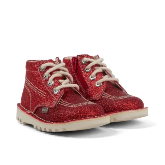 Kickers Kick Hi Glitter Stiefel für Kleinkinder, Unisex, Rot