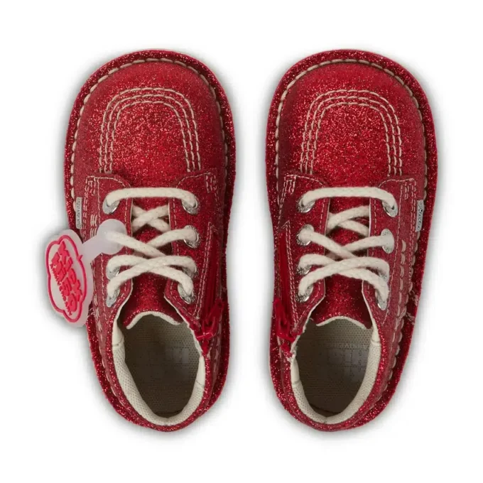 Kickers Kick Hi Glitter Stiefel für Kleinkinder, Unisex, Rot
