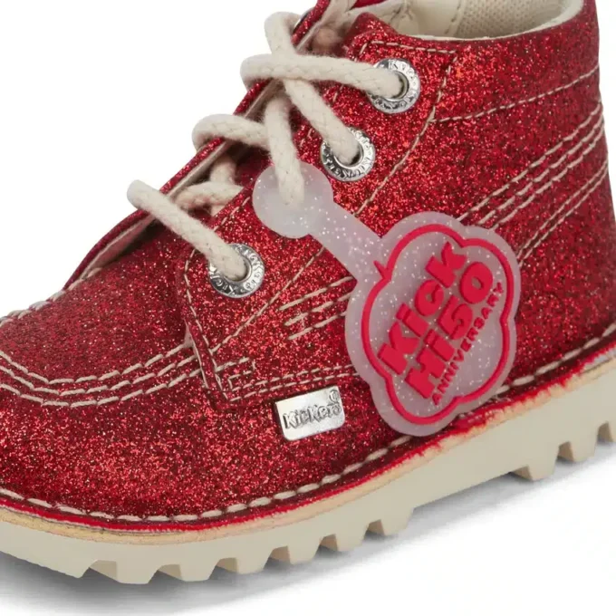 Kickers Kick Hi Glitter Stiefel für Kleinkinder, Unisex, Rot