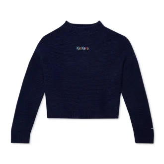 Kickers-Strickpullover für Damen mit U-Boot-Ausschnitt und weiten Ärmeln, marineblau Kickers-Strickpullover für Damen mit U-Boot-Ausschnitt und weiten Ärmeln, marineblau