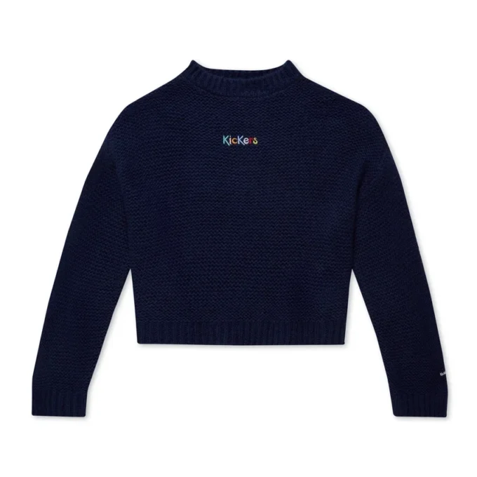 Kickers-Strickpullover für Damen mit U-Boot-Ausschnitt und weiten Ärmeln, marineblau