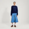 Kickers-Strickpullover für Damen mit U-Boot-Ausschnitt und weiten Ärmeln, marineblau