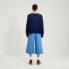 Kickers-Strickpullover für Damen mit U-Boot-Ausschnitt und weiten Ärmeln, marineblau