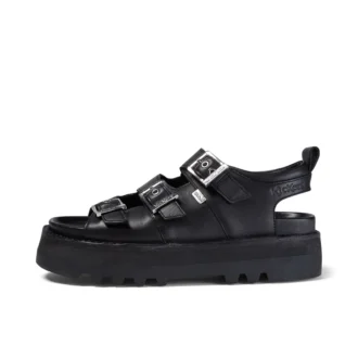 Knox Lo Buckle Ledersandale für Damen, schwarz