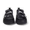Knox Lo Buckle Ledersandale für Damen, schwarz