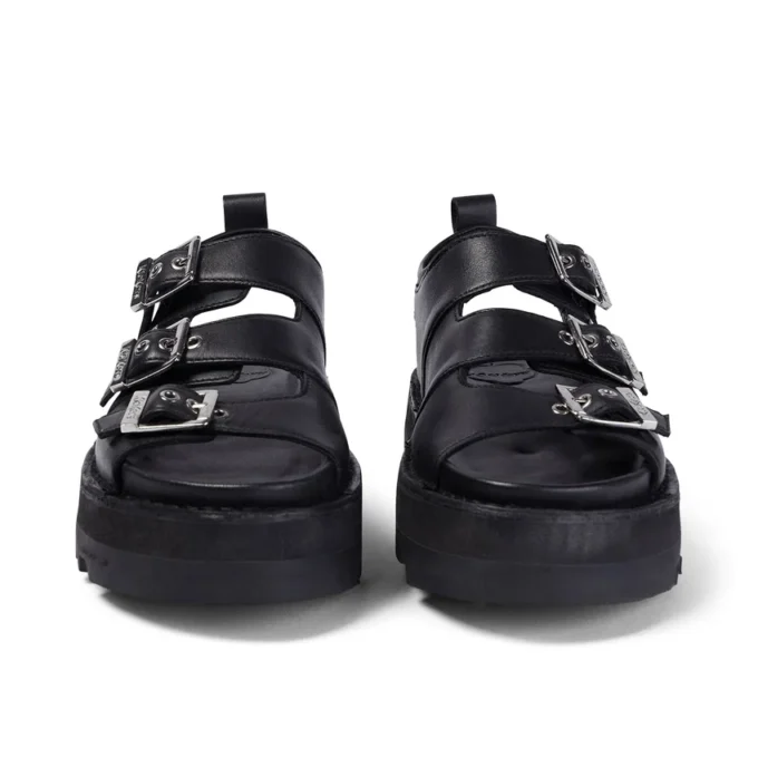 Knox Lo Buckle Ledersandale für Damen, schwarz