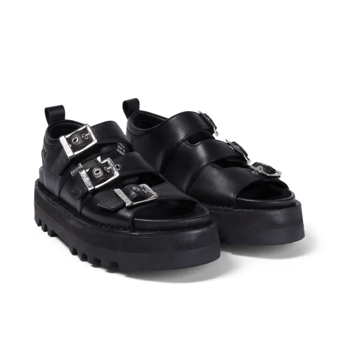 Knox Lo Buckle Ledersandale für Damen, schwarz
