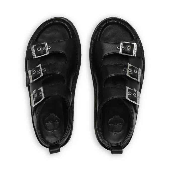 Knox Lo Buckle Ledersandale für Damen, schwarz