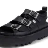 Knox Lo Buckle Ledersandale für Damen, schwarz