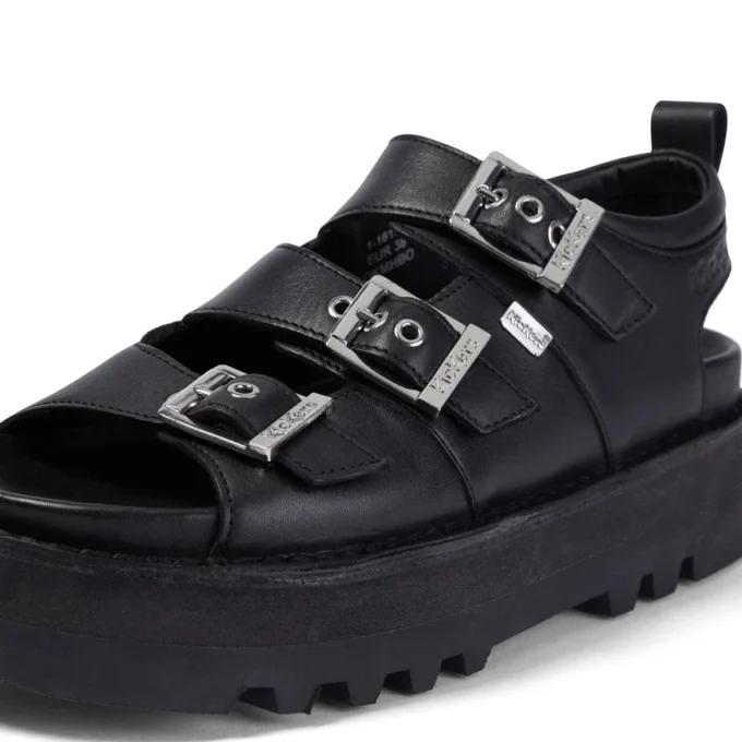 Knox Lo Buckle Ledersandale für Damen, schwarz