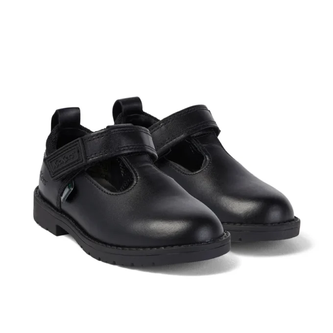 Lachly T-Bar Leder Schwarz für kleine Mädchen