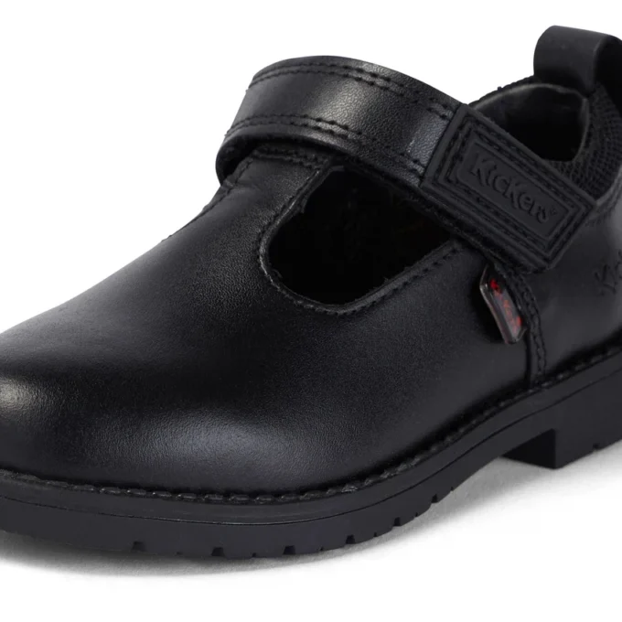 Lachly T-Bar Leder Schwarz für kleine Mädchen