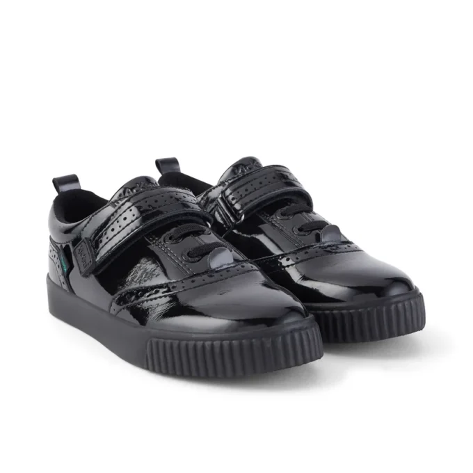 Tovni Brogue-Schuh für Mädchen aus schwarzem Lackleder