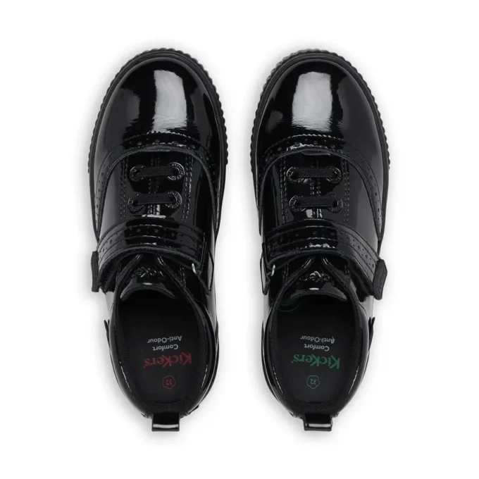 Tovni Brogue-Schuh für Mädchen aus schwarzem Lackleder
