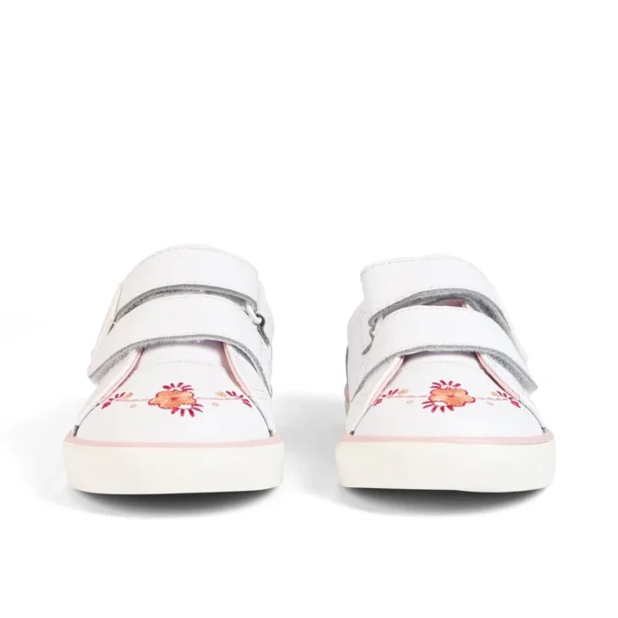 Tovni Twin Happy Sneakers für Mädchen im Kleinkindalter, Leder, Weiß