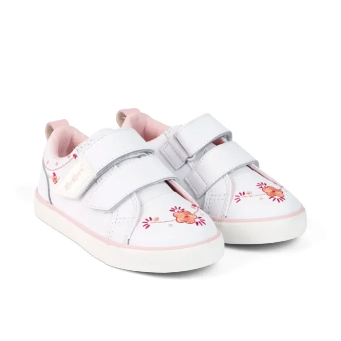 Tovni Twin Happy Sneakers für Mädchen im Kleinkindalter, Leder, Weiß