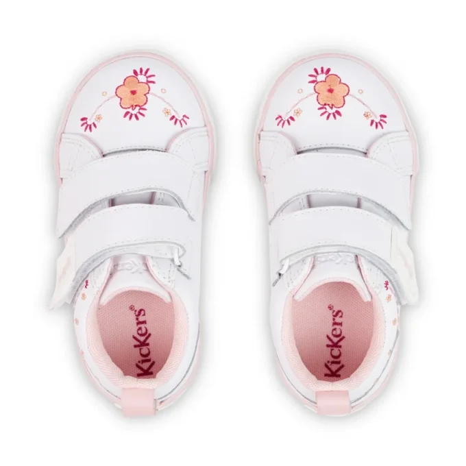 Tovni Twin Happy Sneakers für Mädchen im Kleinkindalter, Leder, Weiß