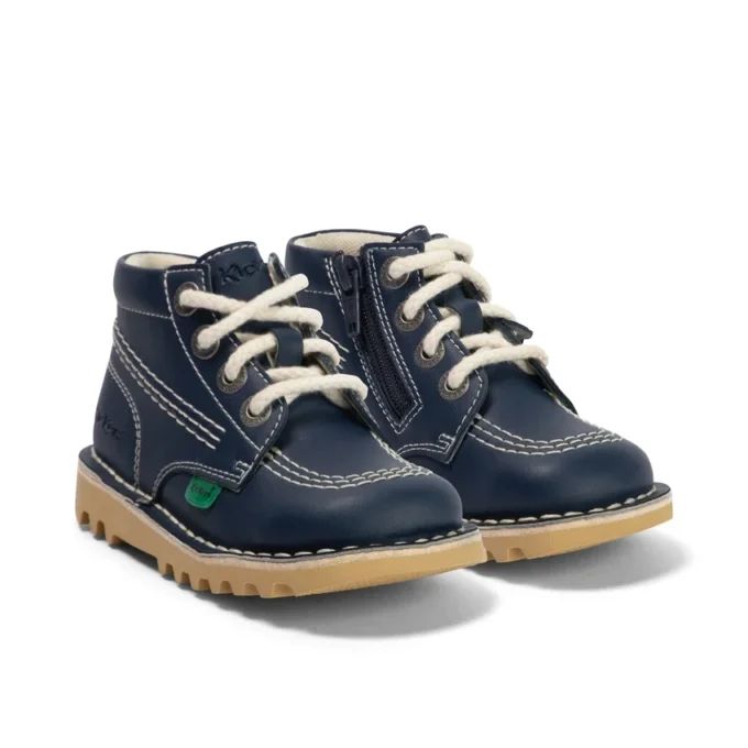 Unisex-Kick Hi Zip-Stiefel für Kleinkinder aus Lederalternative, marineblau
