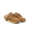 Unisex-Kick Mule-Pantolette für Erwachsene mit Fellbesatz, Mains, hellbraun