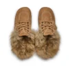 Unisex-Kick Mule-Pantolette für Erwachsene mit Fellbesatz, Mains, hellbraun