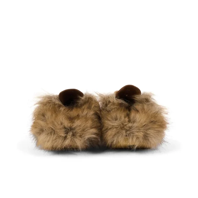 Unisex-Kick Mule-Pantolette für Erwachsene mit Fellbesatz, Mains, hellbraun