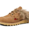 Unisex-Kick Mule-Pantolette für Erwachsene mit Fellbesatz, Mains, hellbraun